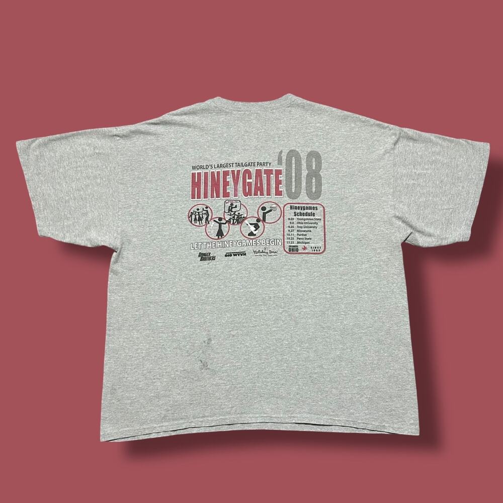 Vintage Ohio Football Shirt Hineygate 2008 Tailgate Party Graphic Tee Gray 2XL